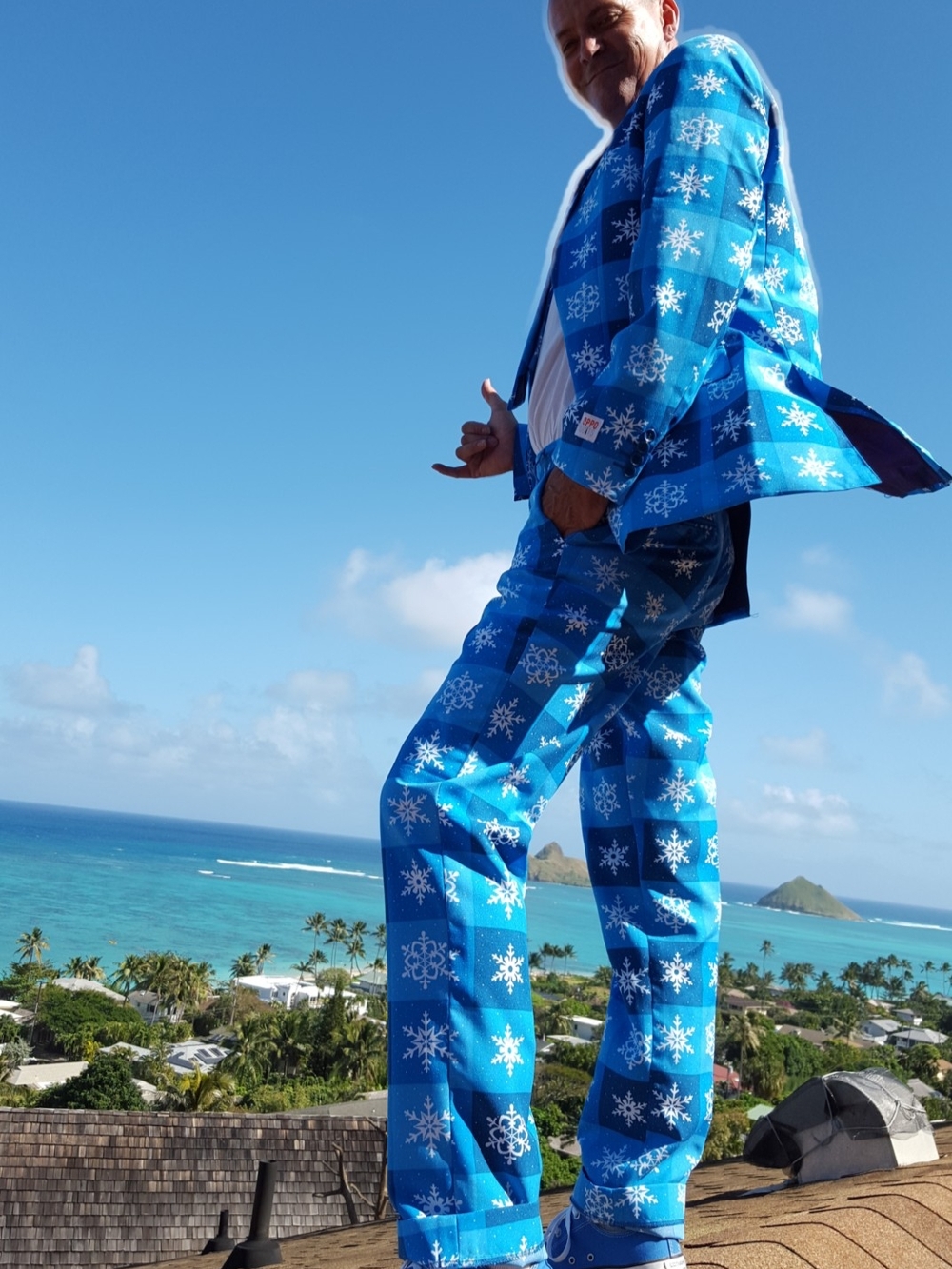 OppoSuits Bright Blue Snowflake Suit And Tie